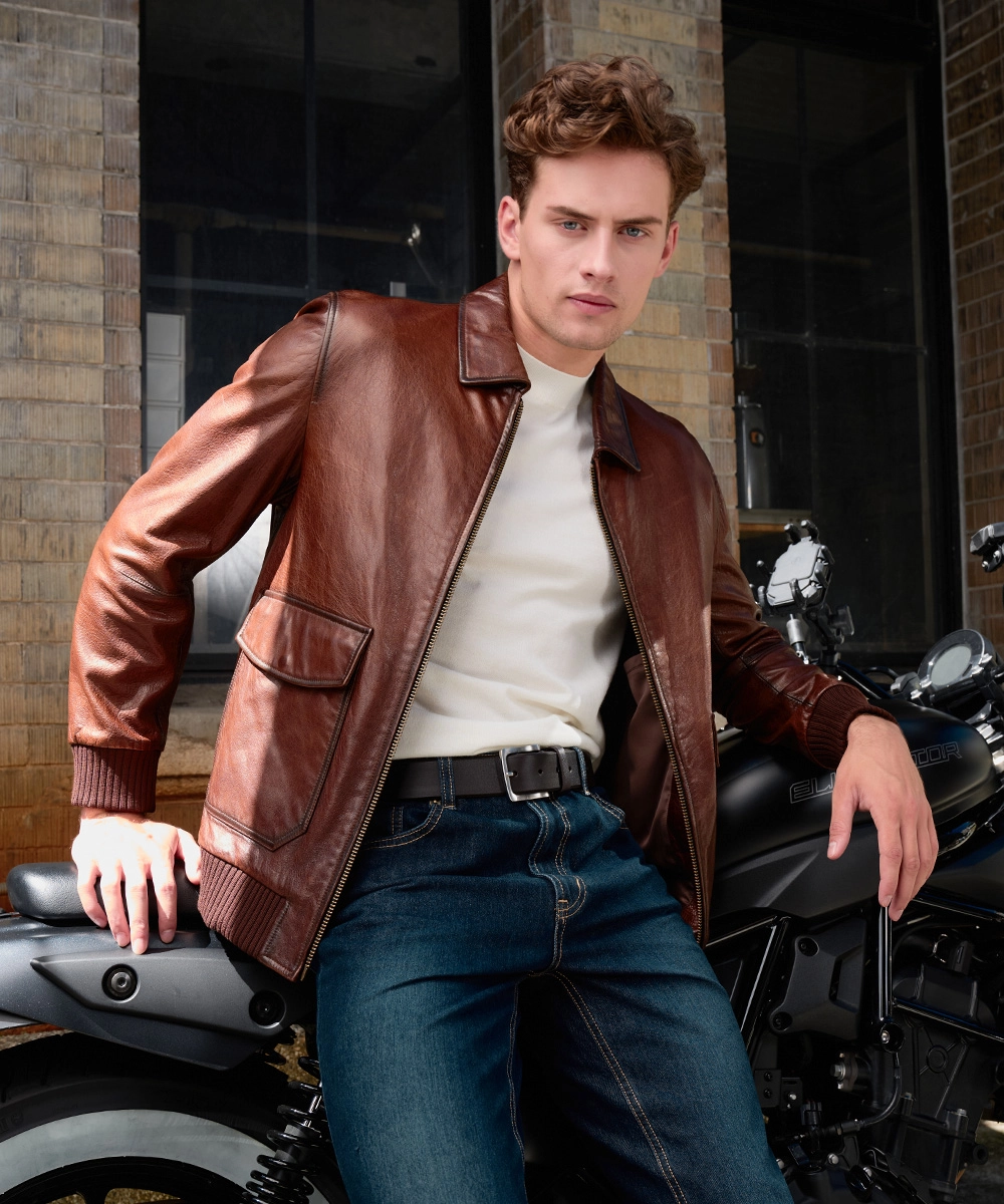 布勞森 皮外套 咖/黑