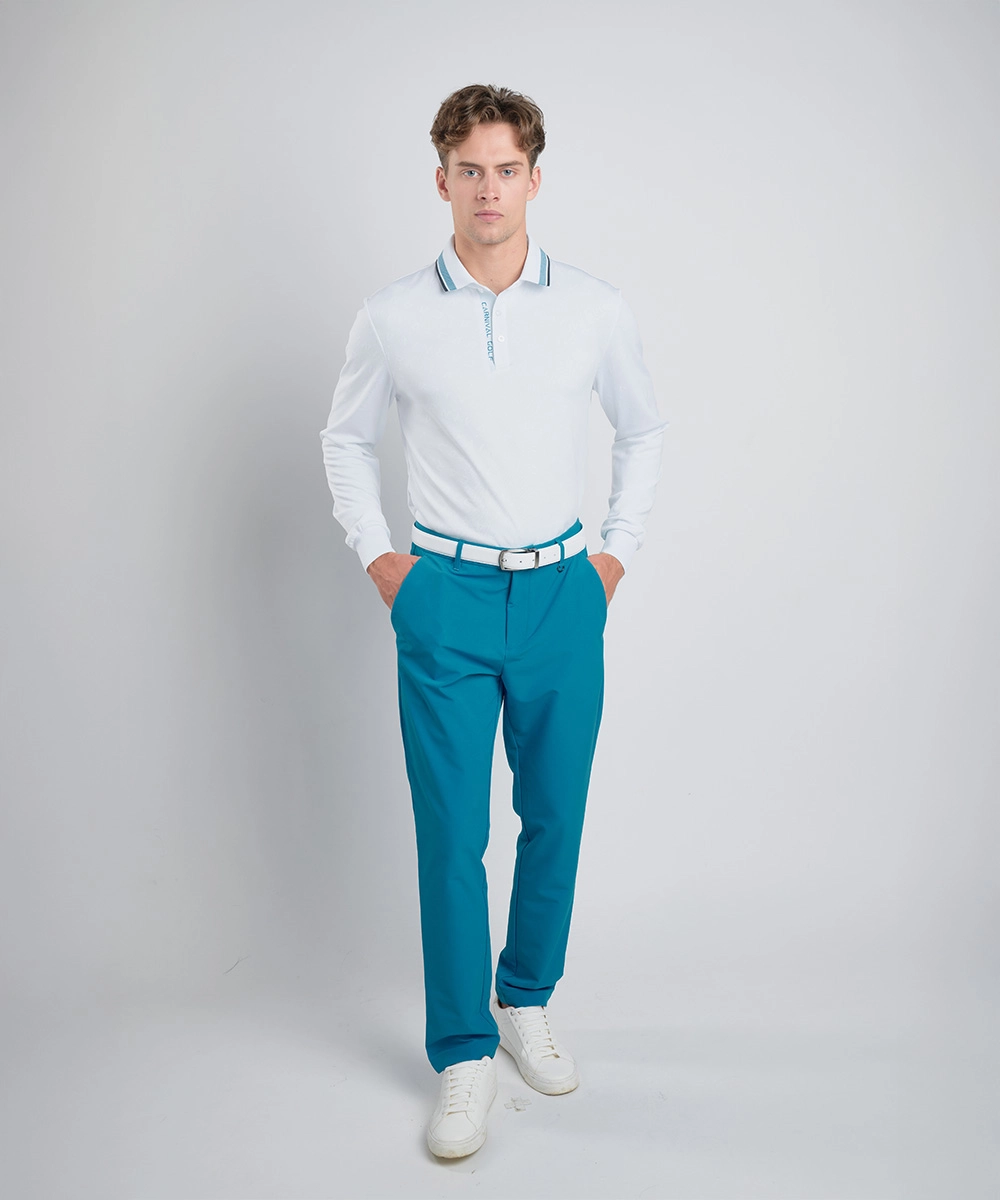 吸濕排汗緹花POLO衫 黑/白